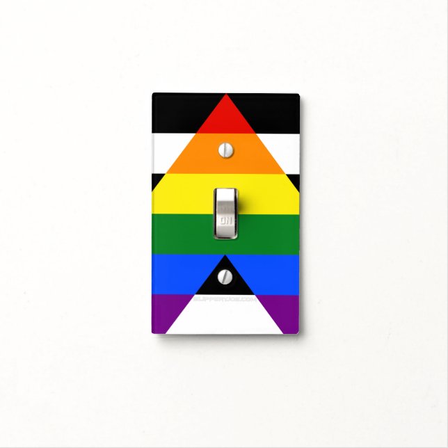 SlipperyJoe's Straight Ally Flag gay gifts LGBTQIA Light Switch Cover (In Situ)