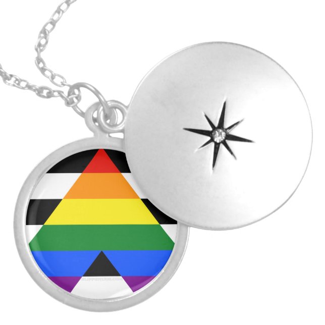 SlipperyJoe's Straight Ally Flag gay gifts LGBTQIA Locket Necklace (Front)