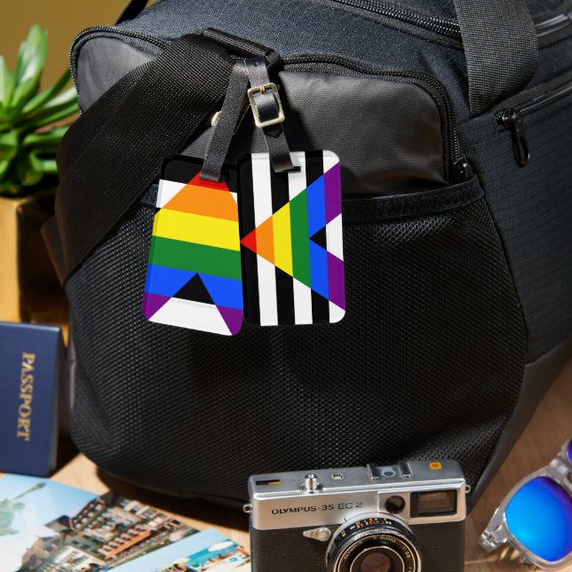 SlipperyJoe's Straight Ally Flag gay gifts LGBTQIA Luggage Tag (Front & Back)