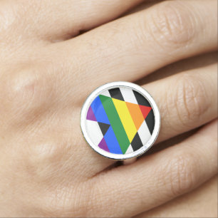 SlipperyJoe's Straight Ally Flag gay gifts LGBTQIA Ring