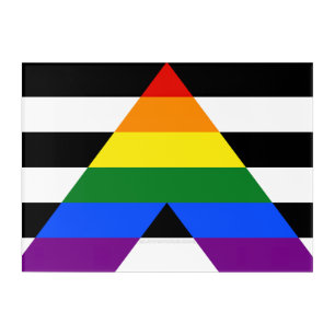 SlipperyJoe's straight ally flag smooth rainbow gr Acrylic Print
