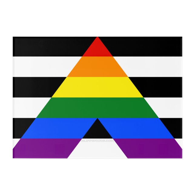 SlipperyJoe's straight ally flag smooth rainbow gr Acrylic Print (Front)