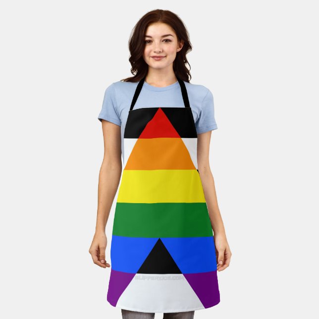 SlipperyJoe's straight ally flag smooth rainbow gr Apron (Worn)