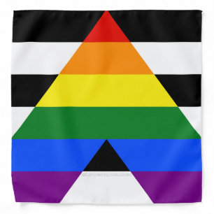 SlipperyJoe's straight ally flag smooth rainbow gr Bandana