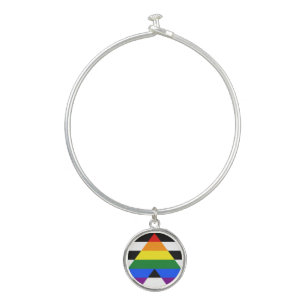 SlipperyJoe's straight ally flag smooth rainbow gr Bangle Bracelet
