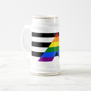 SlipperyJoe's straight ally flag smooth rainbow gr Beer Stein