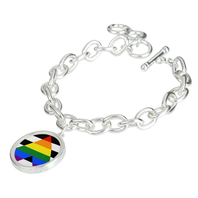 SlipperyJoe's straight ally flag smooth rainbow gr Bracelet (Side)