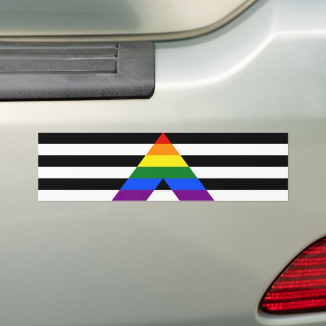 SlipperyJoe's straight ally flag smooth rainbow gr Bumper Sticker (On Car)