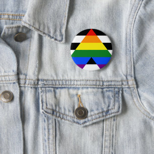 SlipperyJoe's straight ally flag smooth rainbow gr Button