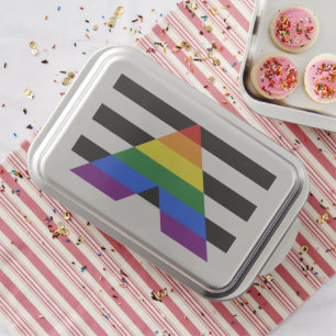 SlipperyJoe's straight ally flag smooth rainbow gr Cake Pan