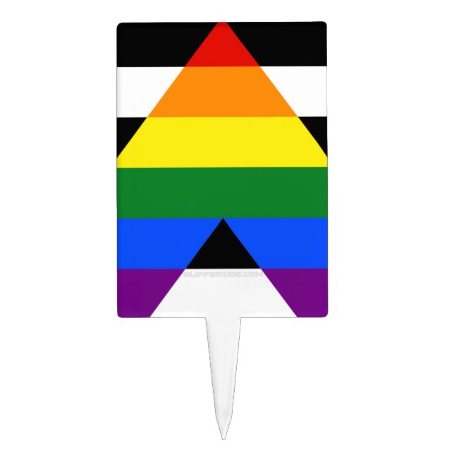 SlipperyJoe's straight ally flag smooth rainbow gr Cake Topper (Front)