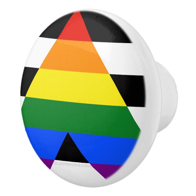 SlipperyJoe's straight ally flag smooth rainbow gr Ceramic Knob (Right)