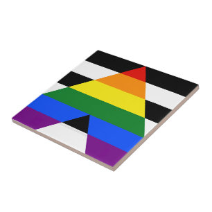 SlipperyJoe's straight ally flag smooth rainbow gr Ceramic Tile