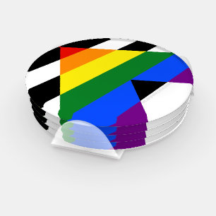 SlipperyJoe's straight ally flag smooth rainbow gr Coaster Set