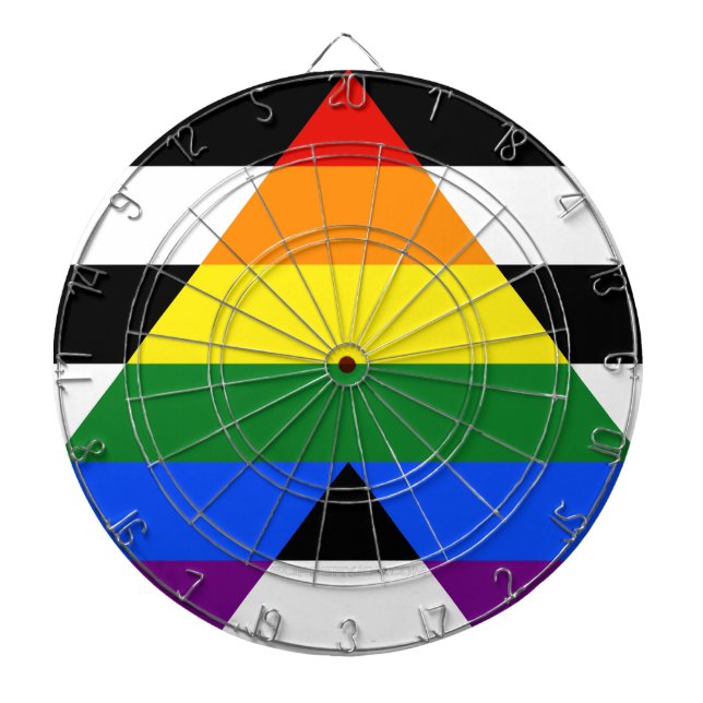 SlipperyJoe's straight ally flag smooth rainbow gr Dart Board (Front)
