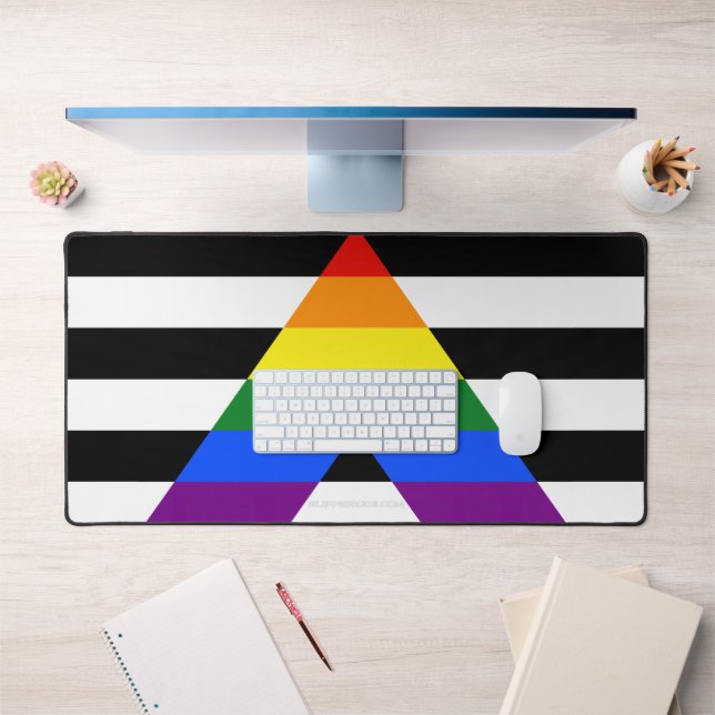 SlipperyJoe's straight ally flag smooth rainbow gr Desk Mat (Office 1)