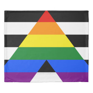 SlipperyJoe's straight ally flag smooth rainbow gr Duvet Cover