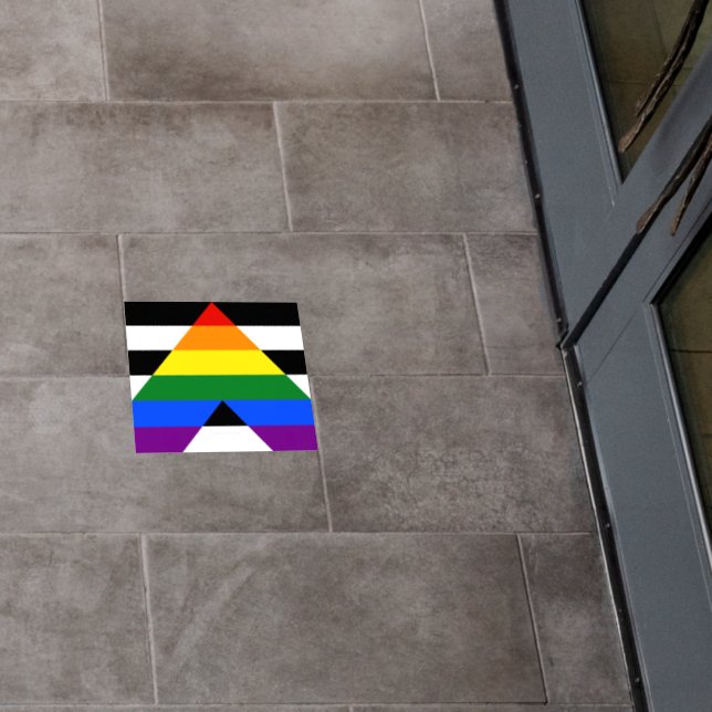 SlipperyJoe's straight ally flag smooth rainbow gr Floor Decals (Restaurant)