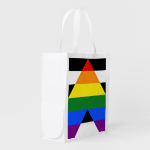 SlipperyJoe's straight ally flag smooth rainbow gr Grocery Bag
