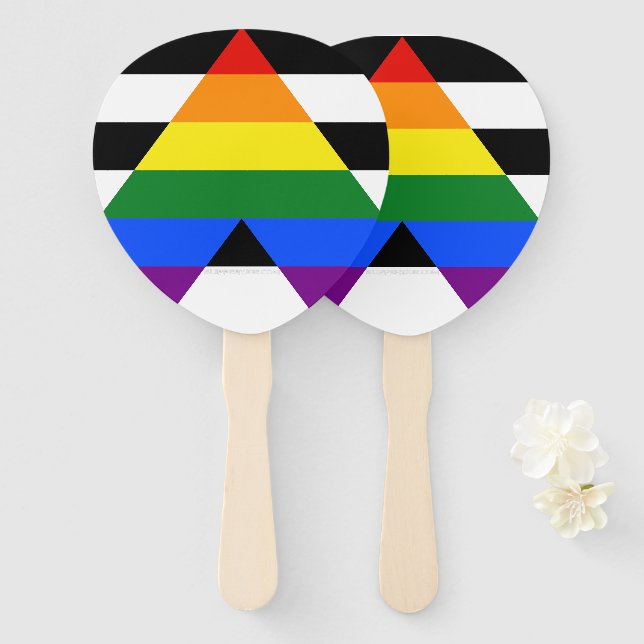 SlipperyJoe's straight ally flag smooth rainbow gr Hand Fan (Front and Back)