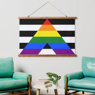 SlipperyJoe's straight ally flag smooth rainbow gr Hanging Tapestry