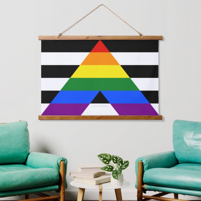 SlipperyJoe's straight ally flag smooth rainbow gr Hanging Tapestry (Living Room)