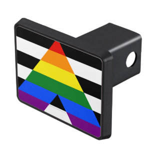 SlipperyJoe's straight ally flag smooth rainbow gr Hitch Cover