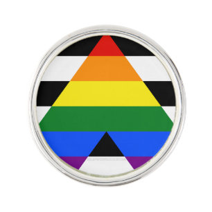 SlipperyJoe's straight ally flag smooth rainbow gr Lapel Pin