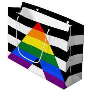 SlipperyJoe's straight ally flag smooth rainbow gr Large Gift Bag