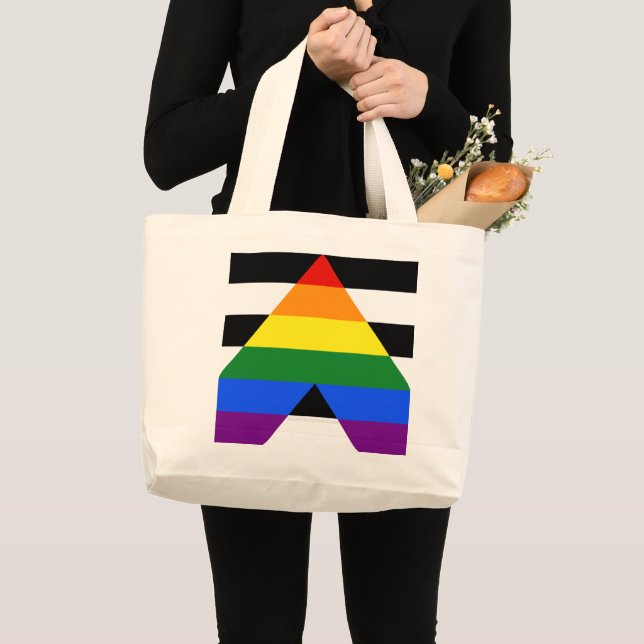 SlipperyJoe's straight ally flag smooth rainbow gr Large Tote Bag (Front (Product))