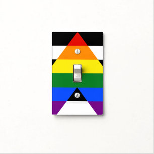 SlipperyJoe's straight ally flag smooth rainbow gr Light Switch Cover