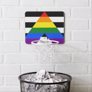 SlipperyJoe's straight ally flag smooth rainbow gr Mini Basketball Hoop