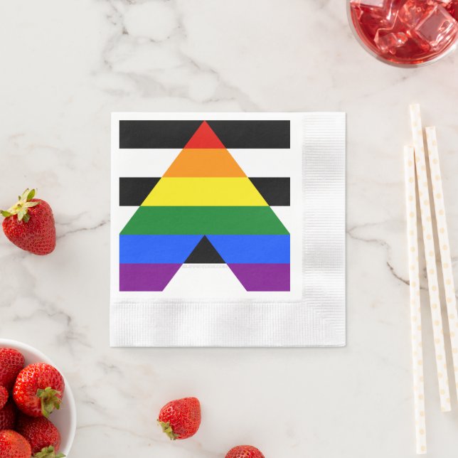SlipperyJoe's straight ally flag smooth rainbow gr Napkins (Insitu)