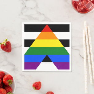 SlipperyJoe's straight ally flag smooth rainbow gr Napkins
