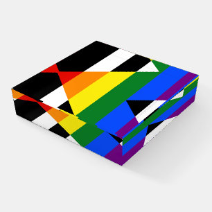 SlipperyJoe's straight ally flag smooth rainbow gr Paperweight