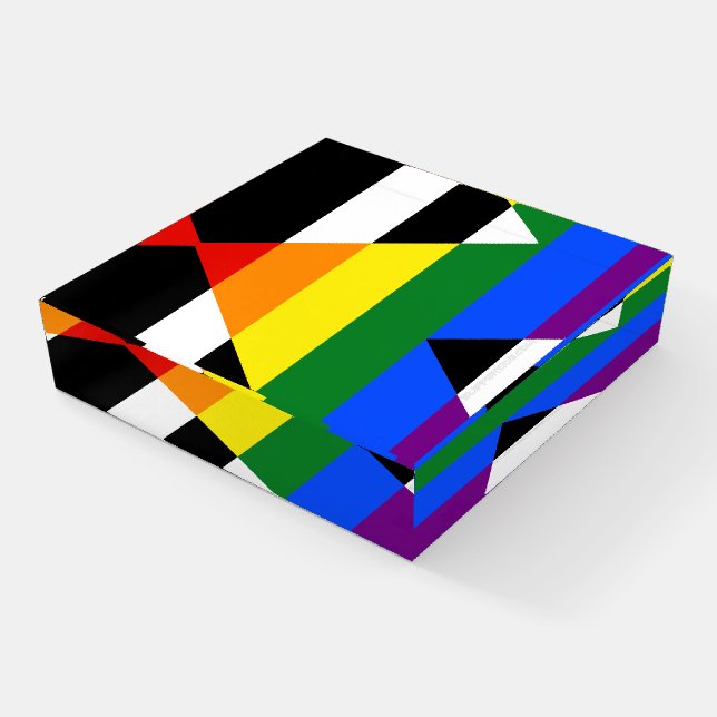 SlipperyJoe's straight ally flag smooth rainbow gr Paperweight (Angled)