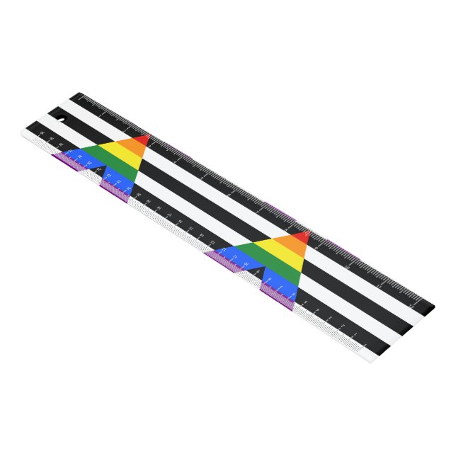 SlipperyJoe's straight ally flag smooth rainbow gr Ruler (Angled)