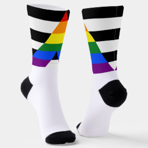 SlipperyJoe's straight ally flag smooth rainbow gr Socks