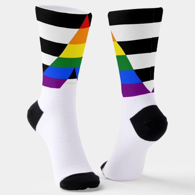 SlipperyJoe's straight ally flag smooth rainbow gr Socks (Angled)