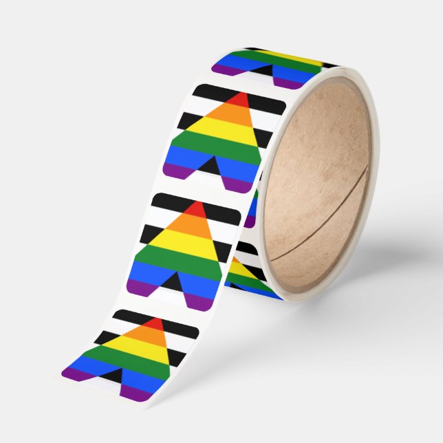 SlipperyJoe's straight ally flag smooth rainbow gr Square Sticker (Roll)