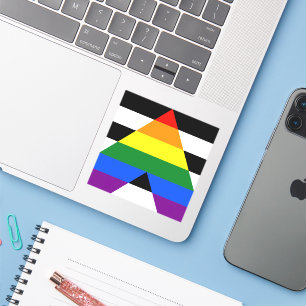 SlipperyJoe's straight ally flag smooth rainbow gr Sticker