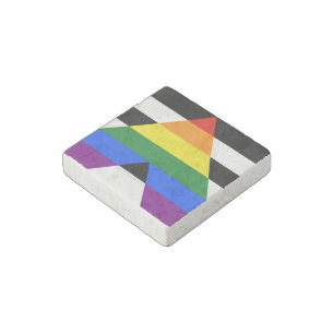 SlipperyJoe's straight ally flag smooth rainbow gr Stone Magnet