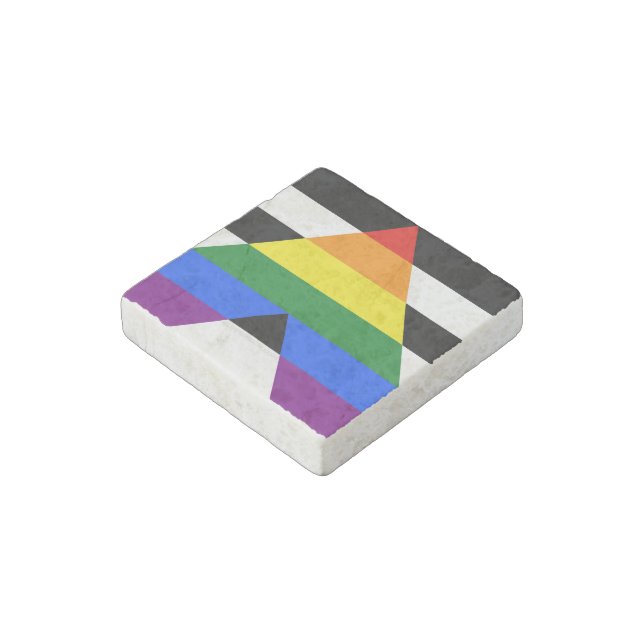 SlipperyJoe's straight ally flag smooth rainbow gr Stone Magnet (Angled)