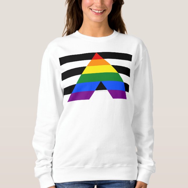 SlipperyJoe's straight ally flag smooth rainbow gr Sweatshirt (Front)
