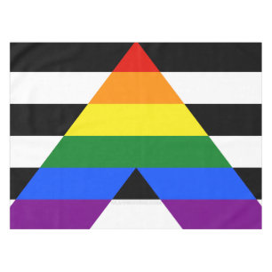 SlipperyJoe's straight ally flag smooth rainbow gr Tablecloth