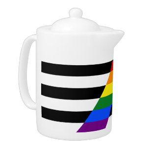 SlipperyJoe's straight ally flag smooth rainbow gr Teapot