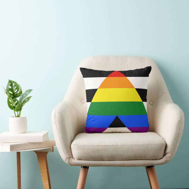 SlipperyJoe's straight ally flag smooth rainbow gr Throw Pillow (Chair)