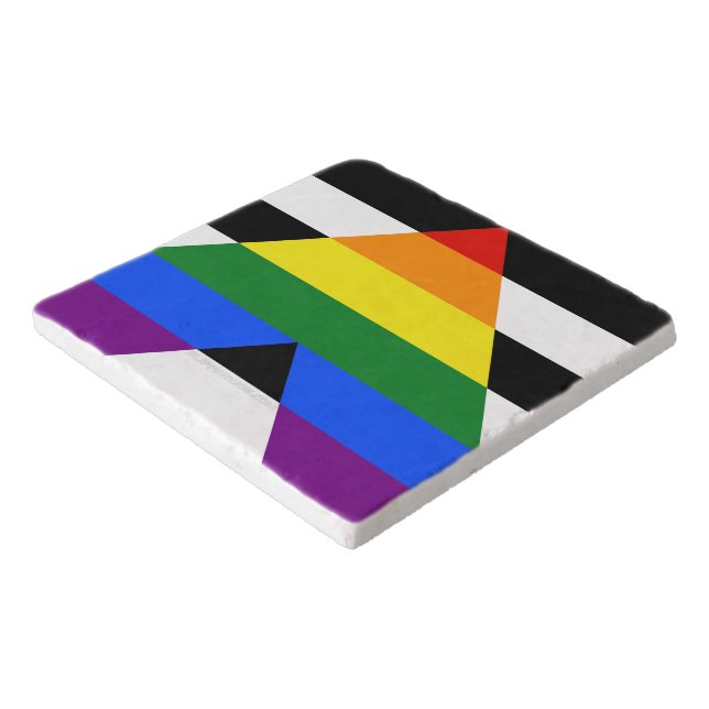 SlipperyJoe's straight ally flag smooth rainbow gr Trivet (Corner)