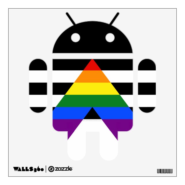 SlipperyJoe's straight ally flag smooth rainbow gr Wall Decal (Front)