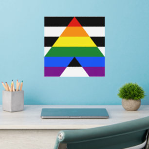 SlipperyJoe's straight ally flag smooth rainbow gr Wall Decal